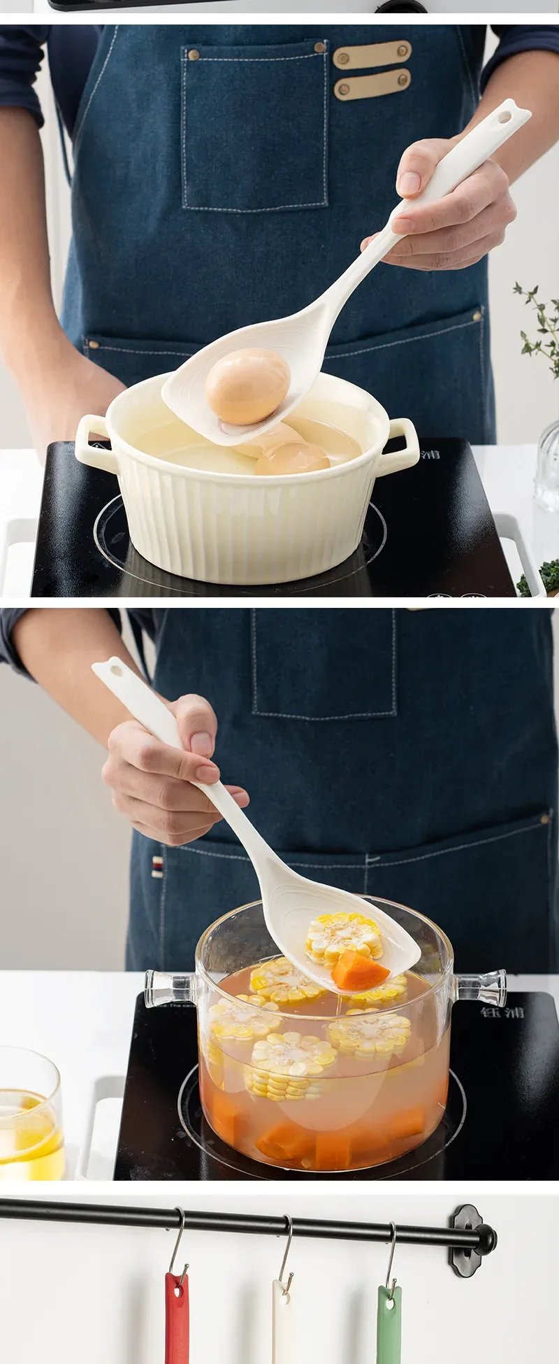 Spatule et cuillère en silicone, vue d'ensemble
