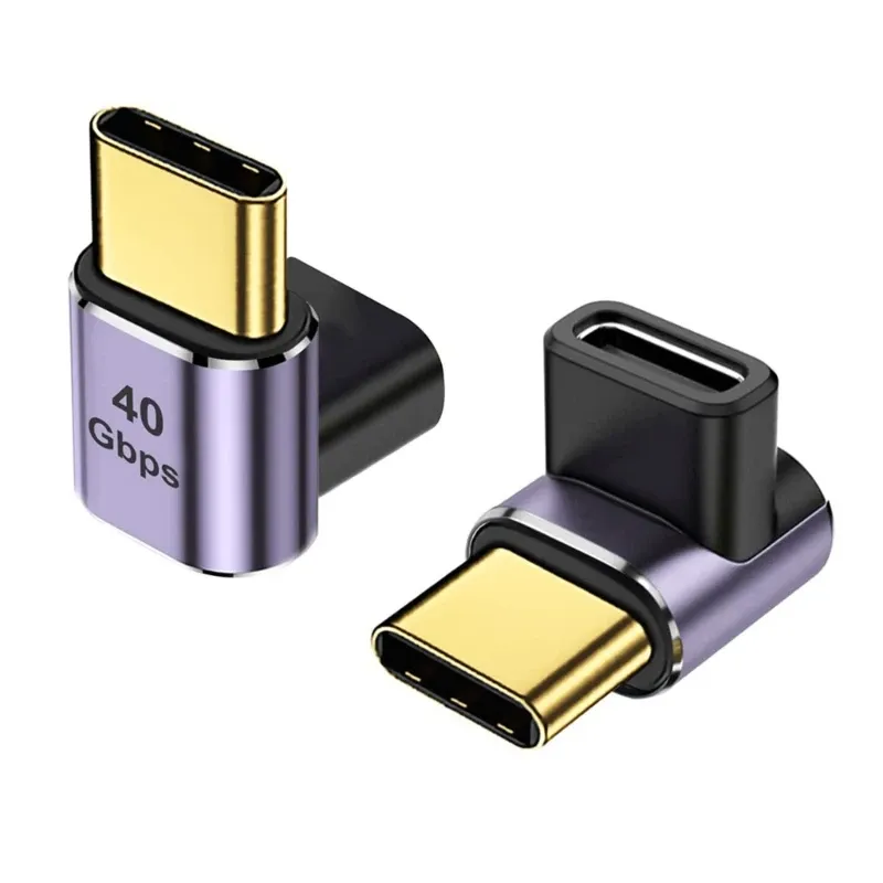 Adaptateur USB-C 40 Gbit/s, rallonge USB-C mâle vers femelle coudée à 90 degrés, charge rapide 100 W pour Nintendo Switch, Steam Deck et ordinateur portable, lot de 1 à 3 pièces