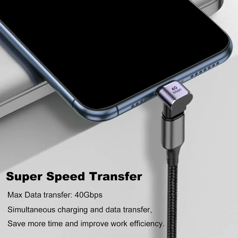 Adaptateur USB-C 40 Gbit/s, rallonge USB-C mâle vers femelle coudée à 90 degrés, charge rapide 100 W pour Nintendo Switch, Steam Deck et ordinateur portable, lot de 1 à 3 pièces 4