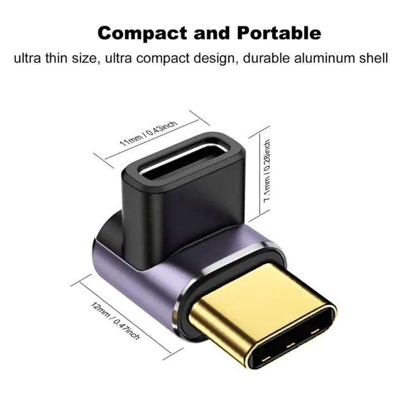 Adaptateur USB-C 40 Gbit/s, rallonge USB-C mâle vers femelle coudée à 90 degrés, charge rapide 100 W pour Nintendo Switch, Steam Deck et ordinateur portable, lot de 1 à 3 pièces 6