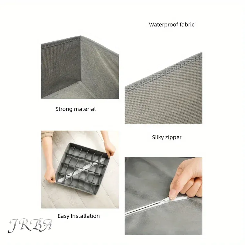 Organisateur pliable en tissu avec 24 compartiments, idéal pour chaussettes, cravates et sous-vêtements - Range-tiroir empilable et gain de place 3