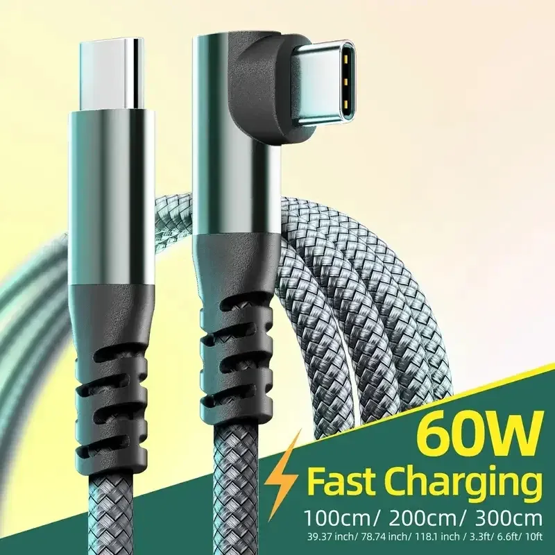 Câble de charge rapide USB-C PD 60 W, 1 m, 2 m, 3 m, 10 pieds, avec transfert de données, compatible iPhone 15, 15 Plus, 15 Pro Max