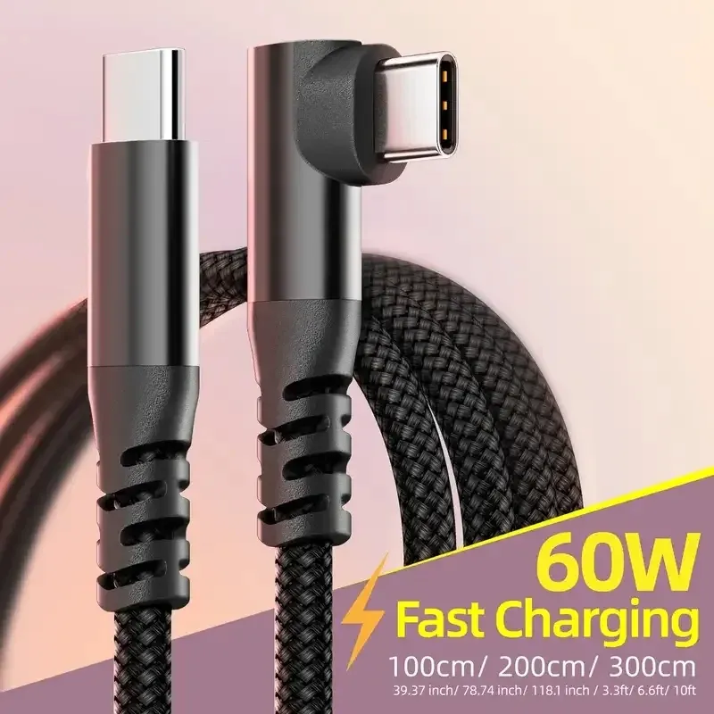 Câble de charge rapide USB-C PD 60 W, 1 m, 2 m, 3 m, 10 pieds, avec transfert de données, compatible iPhone 15, 15 Plus, 15 Pro Max 4