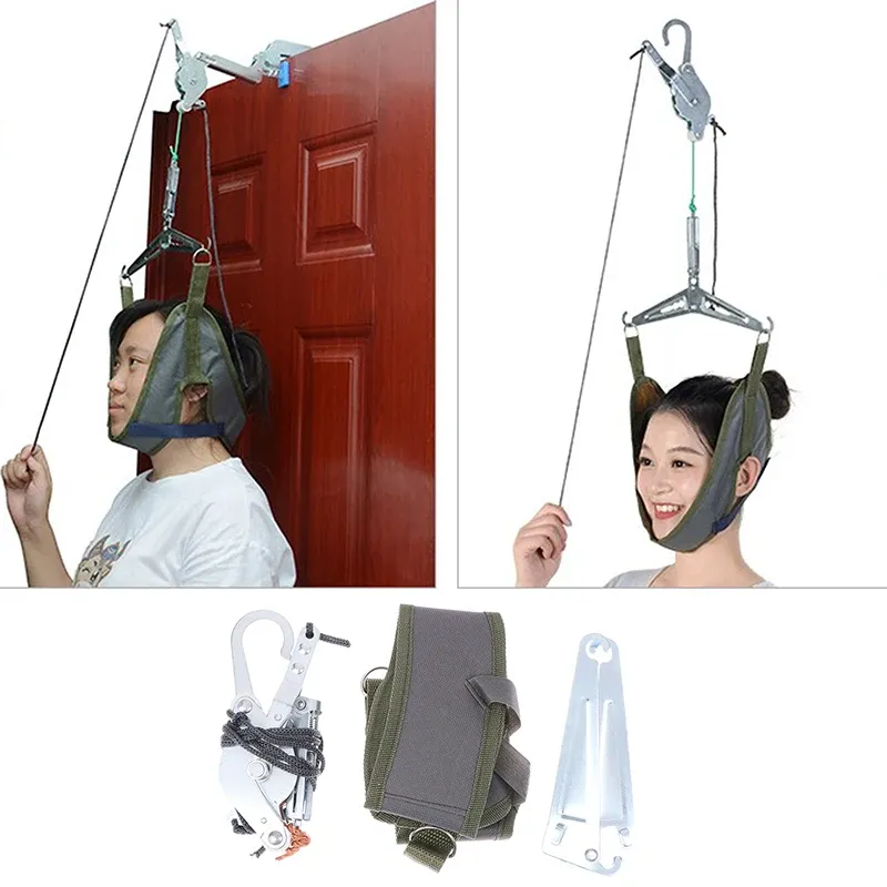 Kit de traction cervicale pour porte avec dispositif de massage du cou, civière d'ajustement chiropratique, masseur de nuque et relaxation 2