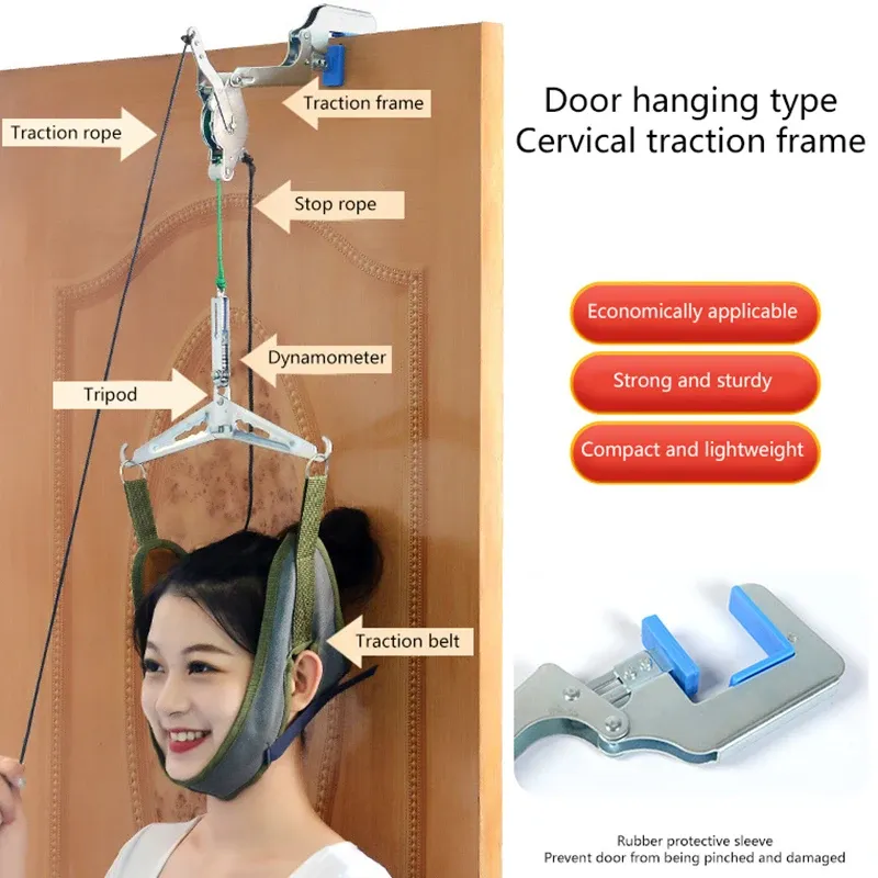Kit de traction cervicale pour porte, mise en situation