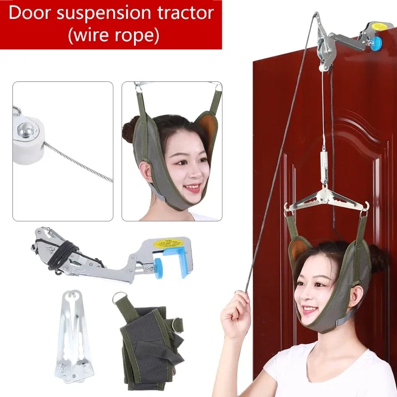 Kit de traction cervicale pour porte avec dispositif de massage du cou, civière d'ajustement chiropratique, masseur de nuque et relaxation 9