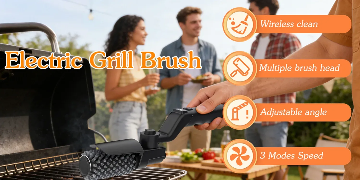 Brosse de nettoyage pour barbecue en action