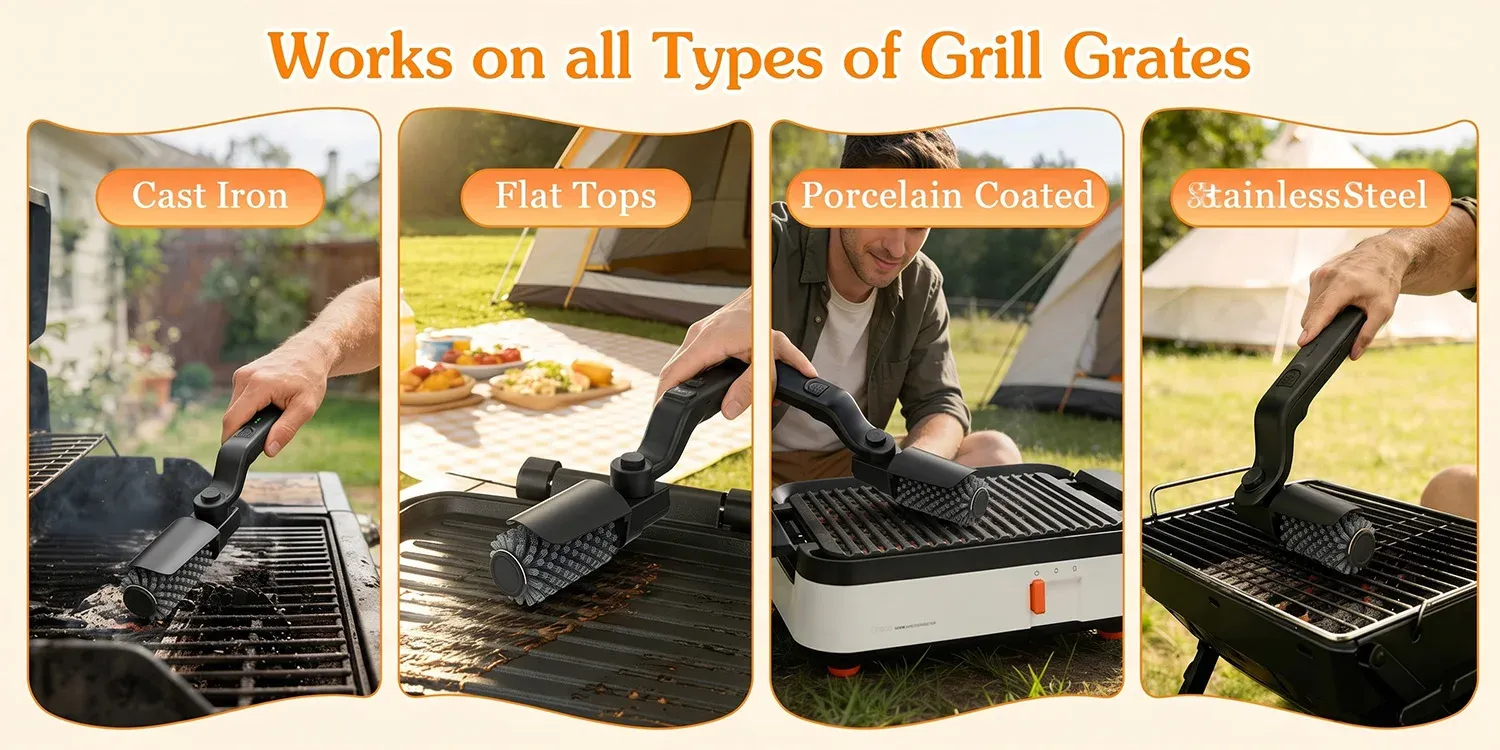 Brosse de nettoyage pour barbecue, mise en situation