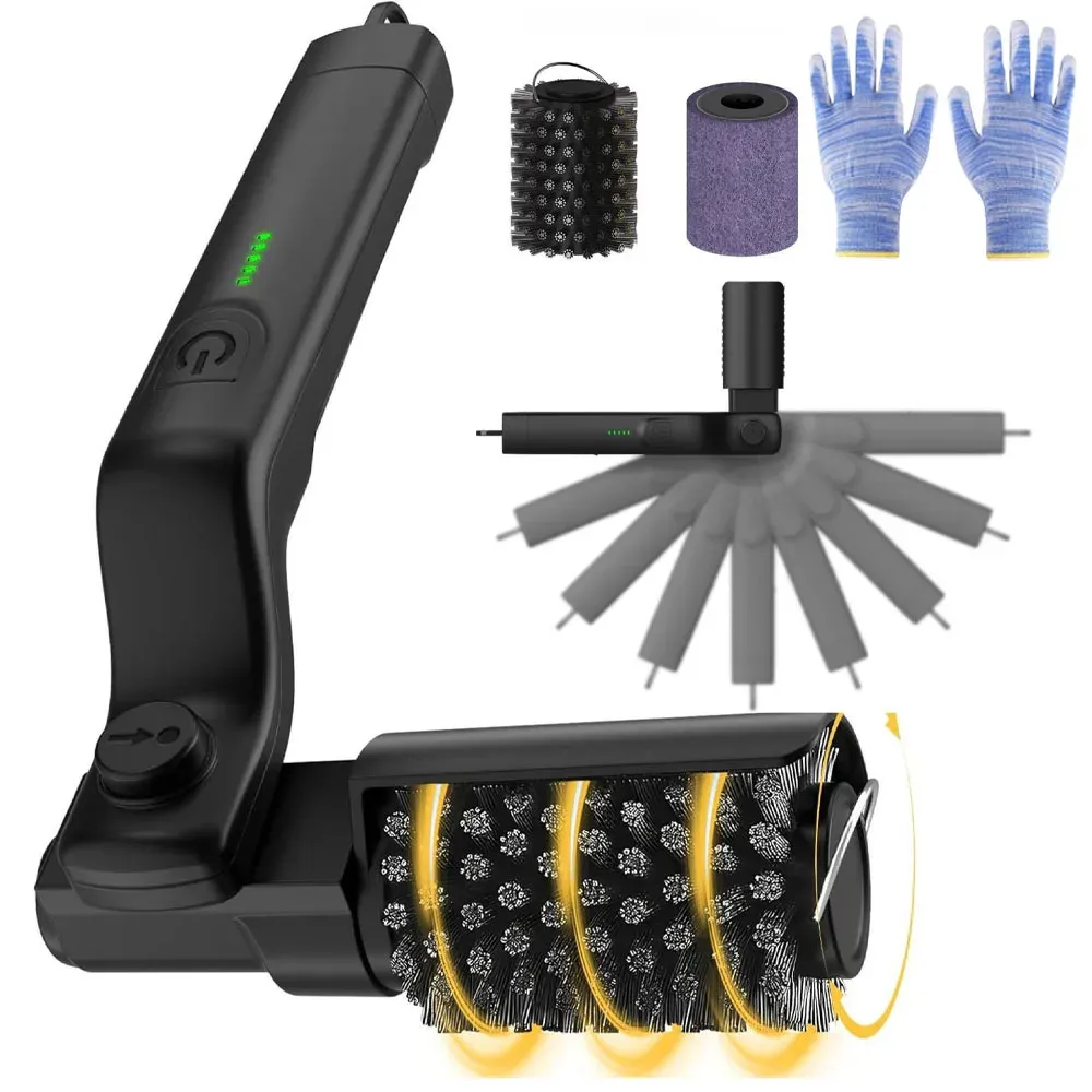 Brosse de nettoyage électrique pour barbecue rechargeable sans fil avec tête en acier inoxydable 7