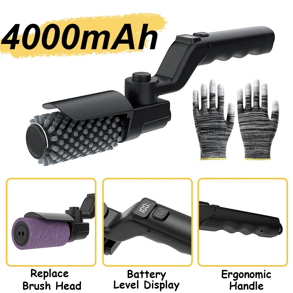Brosse de nettoyage électrique pour barbecue rechargeable sans fil avec tête en acier inoxydable 8