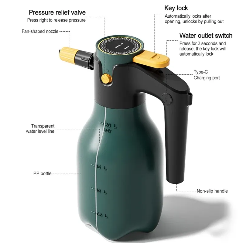 Pulvérisateur de mousse électrique 2 L avec canon de lavage haute pression réglable pour véhicule, maison et jardin 6