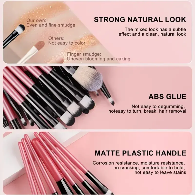Ensemble de pinceaux de maquillage synthétiques de qualité supérieure : fond de teint, poudre, blush et ombre à paupières (Kabuki) 4