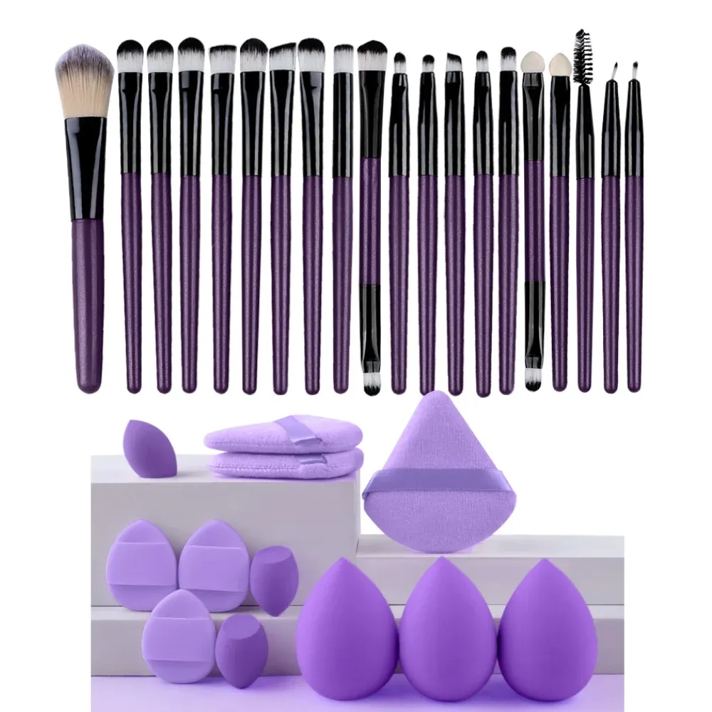 Ensemble de pinceaux de maquillage synthétiques de qualité supérieure : fond de teint, poudre, blush et ombre à paupières (Kabuki) 8