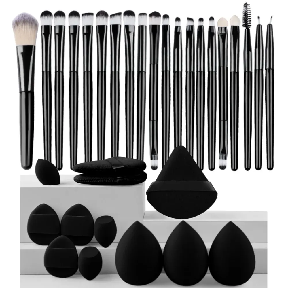 Ensemble de pinceaux de maquillage synthétiques de qualité supérieure : fond de teint, poudre, blush et ombre à paupières (Kabuki) 13