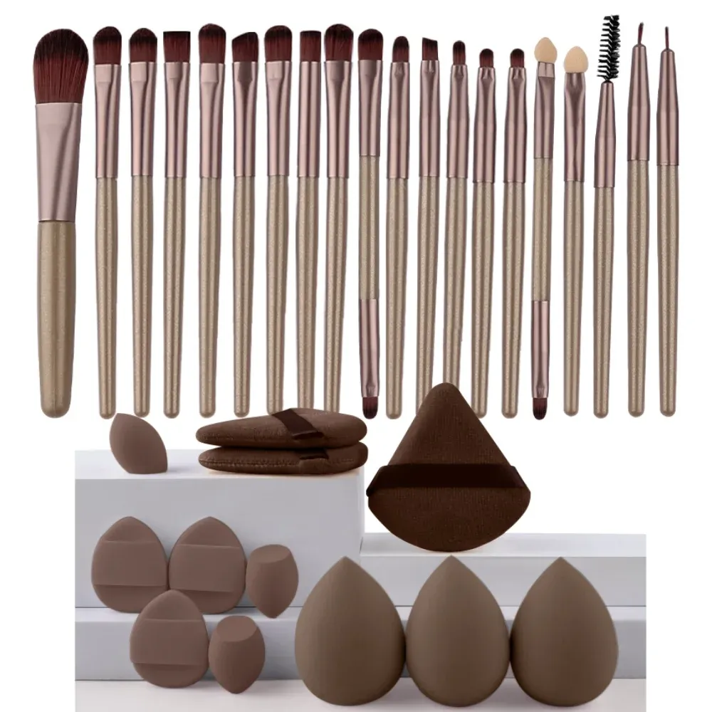 Ensemble de pinceaux de maquillage synthétiques de qualité supérieure : fond de teint, poudre, blush et ombre à paupières (Kabuki) 12