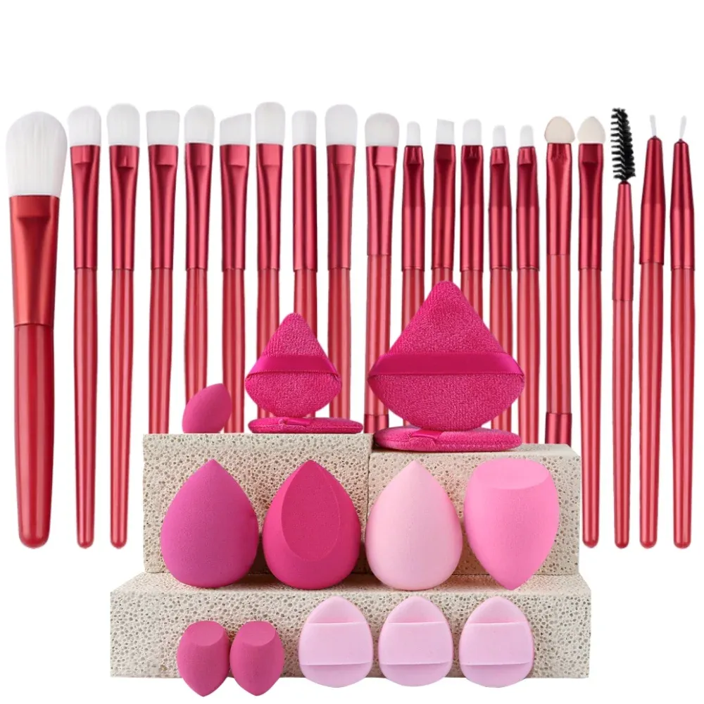 Ensemble de pinceaux de maquillage synthétiques de qualité supérieure : fond de teint, poudre, blush et ombre à paupières (Kabuki) 32