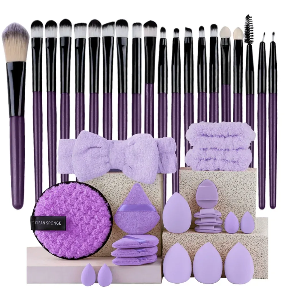 Ensemble de pinceaux de maquillage synthétiques de qualité supérieure : fond de teint, poudre, blush et ombre à paupières (Kabuki) 24