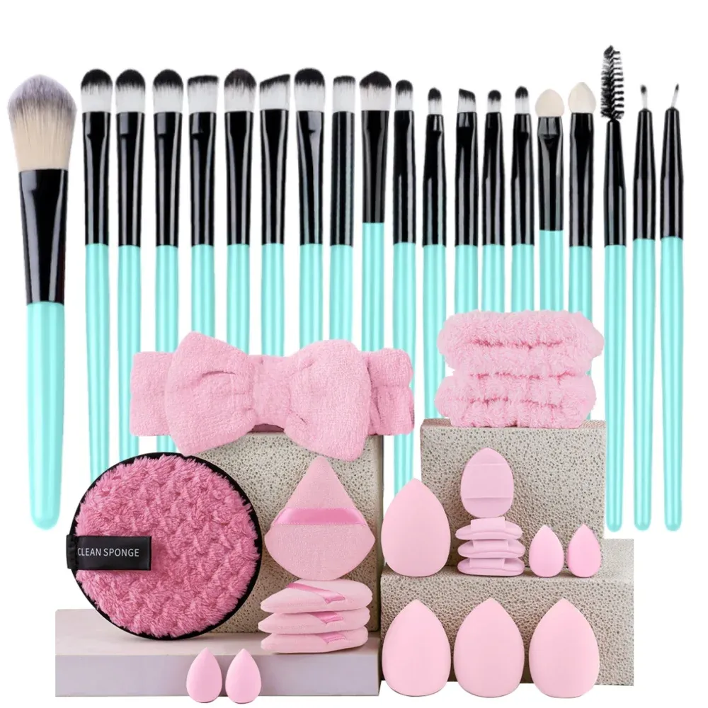 Ensemble de pinceaux de maquillage synthétiques de qualité supérieure : fond de teint, poudre, blush et ombre à paupières (Kabuki) 23