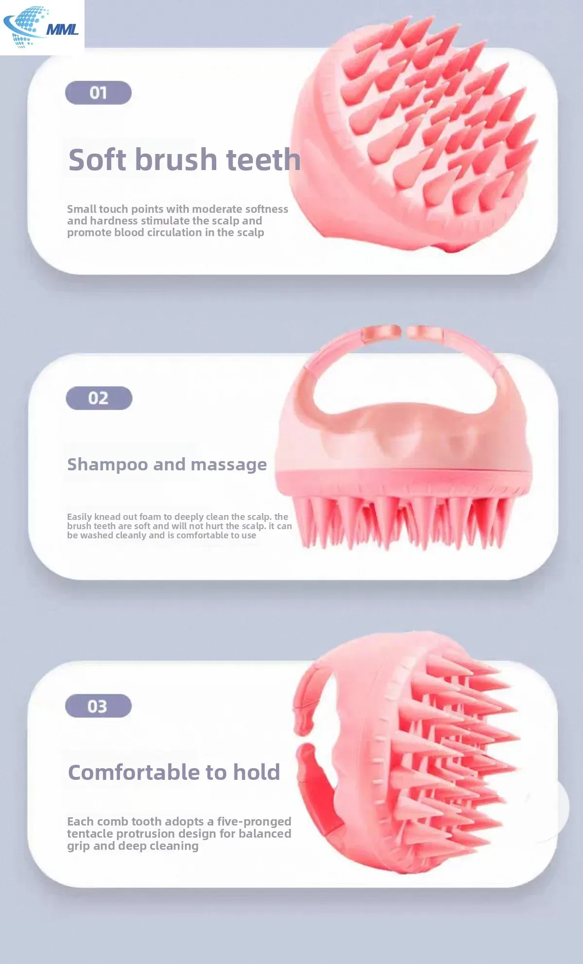Brosse de massage pour un soin du cuir chevelu