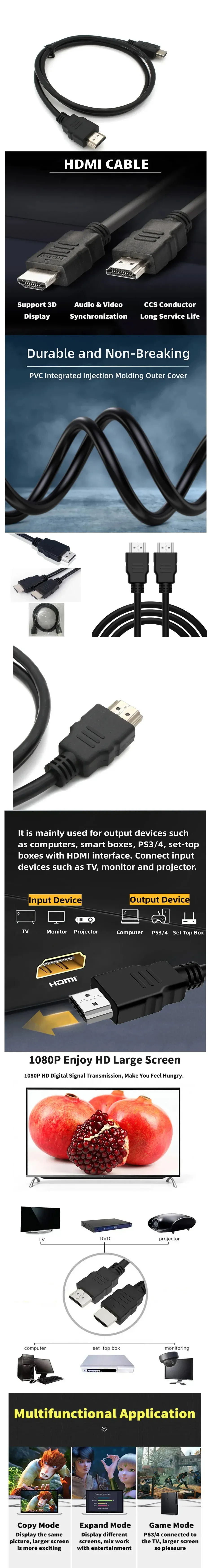 Câble de données HDTV haute vitesse, détail de l'arrivée des connecteurs