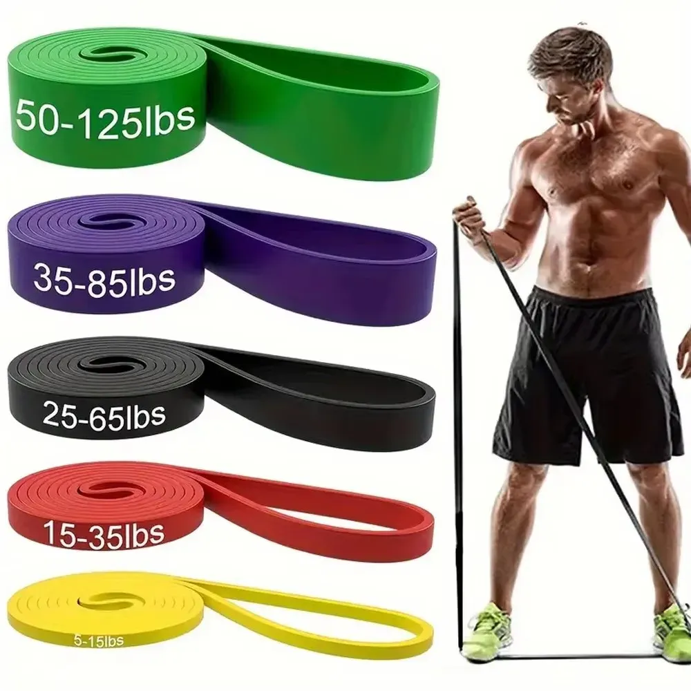 Bande de résistance en latex robuste (1 pièce) – Élastique pour exercices de renforcement, bande d'assistance pour tractions, équipement de fitness pour le renforcement musculaire