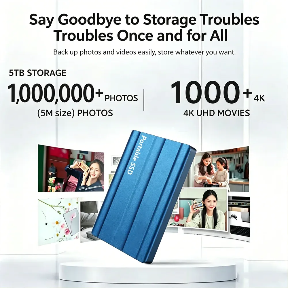 Disque SSD externe portable haute vitesse USB 3.1, compatible PC, ordinateur portable et téléphone 2