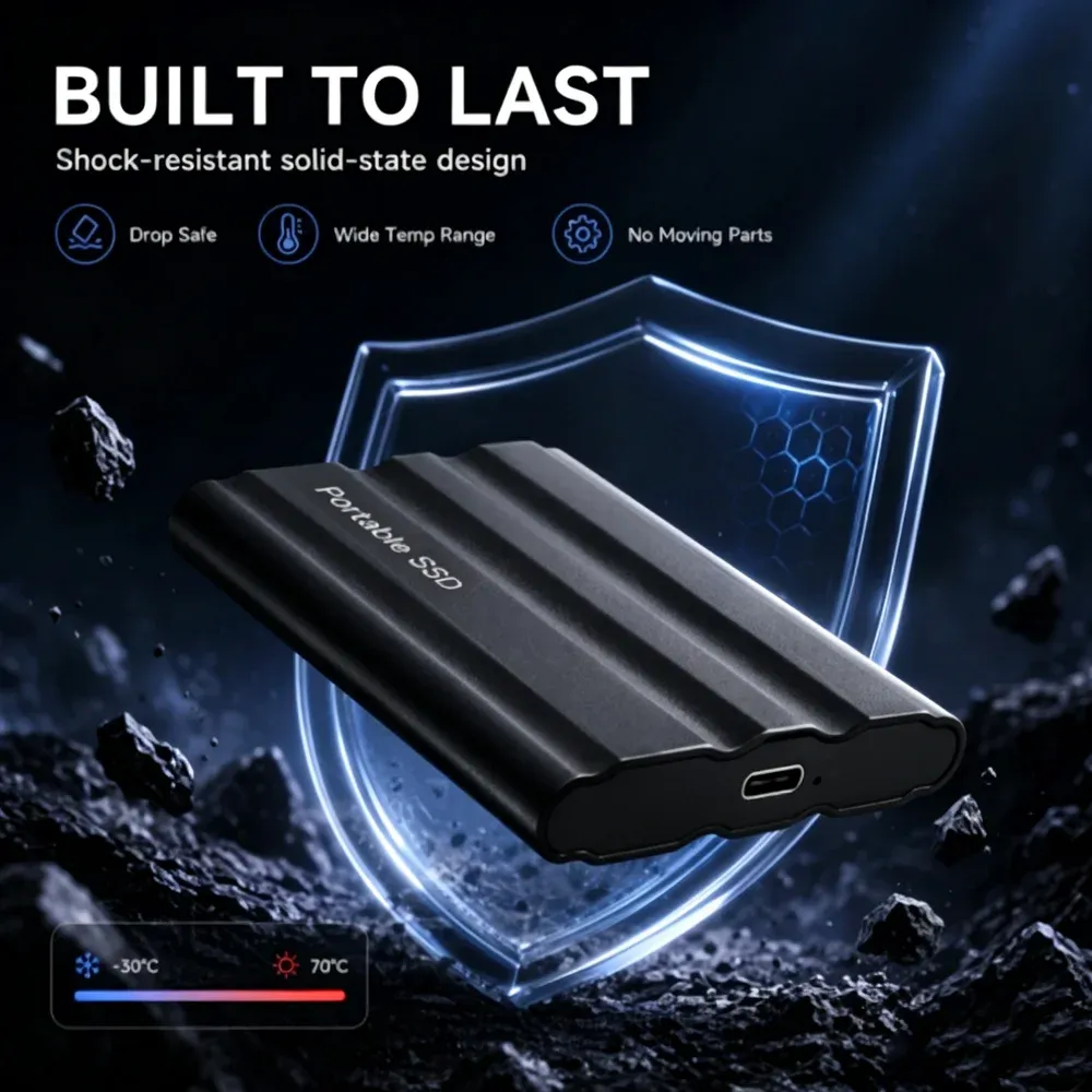 Disque SSD portable sous différents angles