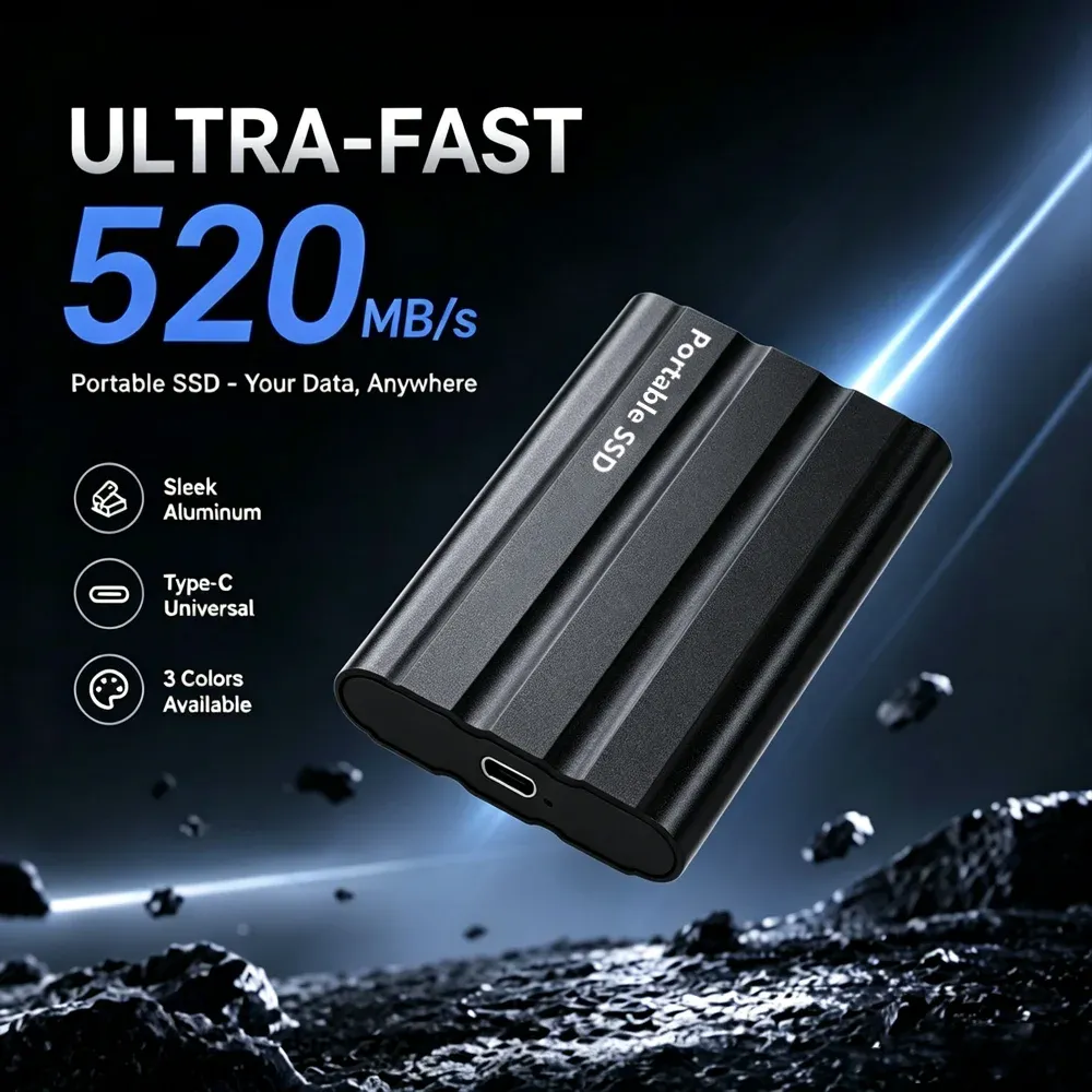 Disque dur SSD portable au design épuré en alliage d'aluminium