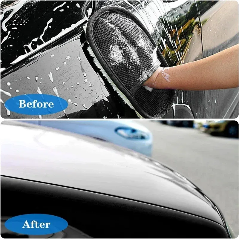 Gant éponge de nettoyage pour voiture en microfibre, gant de lavage et de polissage pour automobile 2