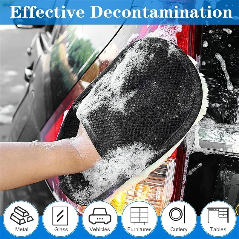 Gant éponge de nettoyage pour voiture en microfibre, gant de lavage et de polissage pour automobile 3