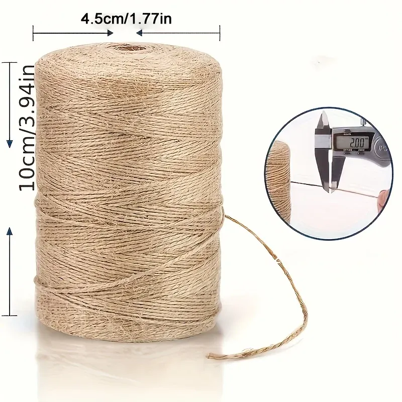 Corde de jute robuste de 2 mm de diamètre, longueur de 656 pieds, pour l'artisanat, la décoration intérieure et le jardinage – Forte 2