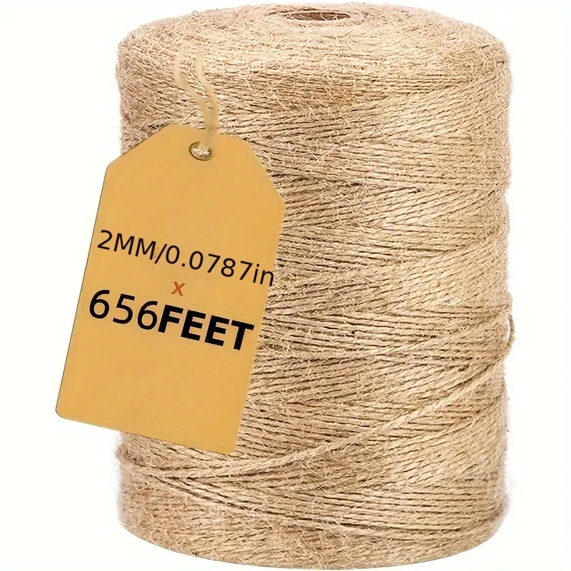 Corde de jute robuste de 2 mm de diamètre, longueur de 656 pieds, pour l'artisanat, la décoration intérieure et le jardinage – Forte 7
