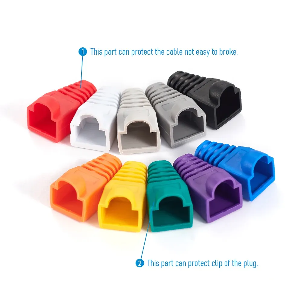 Capuchons de protection RJ45 CAT5E/CAT6 coloris assortis, bottes anti-traction pour câble Ethernet 3