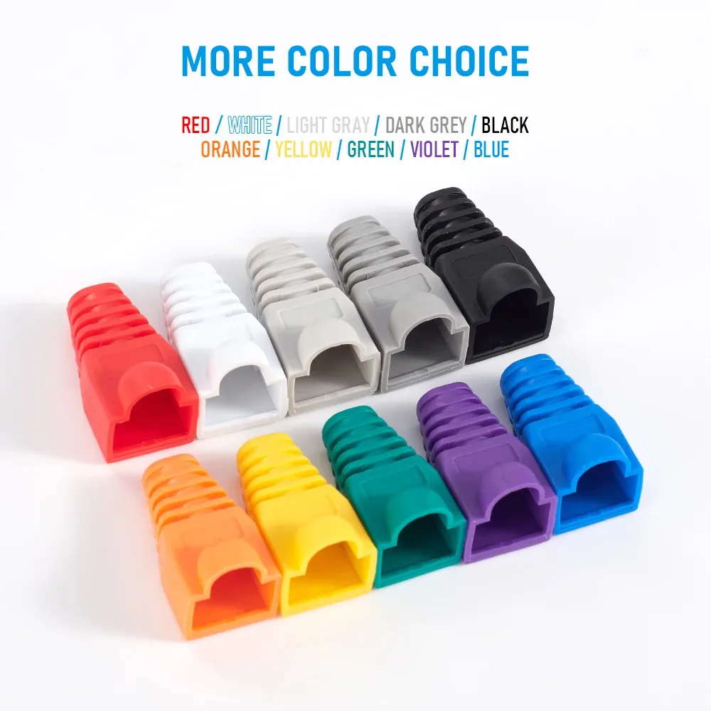 Capuchons de protection RJ45 CAT5E/CAT6 coloris assortis, bottes anti-traction pour câble Ethernet 5