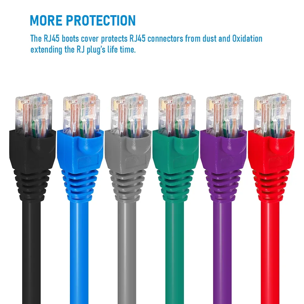 Capuchons de protection RJ45 CAT5E/CAT6 coloris assortis, bottes anti-traction pour câble Ethernet 6