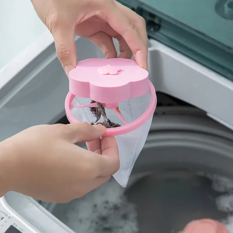 Boule à linge réutilisable en maille pour machine à laver, lot de 1 à 4 pièces, forme de fleur de prunier, capture les poils d'animaux 5