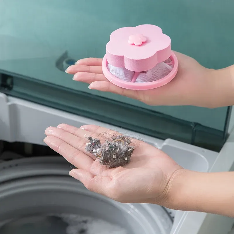 Boule à linge réutilisable en maille pour machine à laver, lot de 1 à 4 pièces, forme de fleur de prunier, capture les poils d'animaux 6