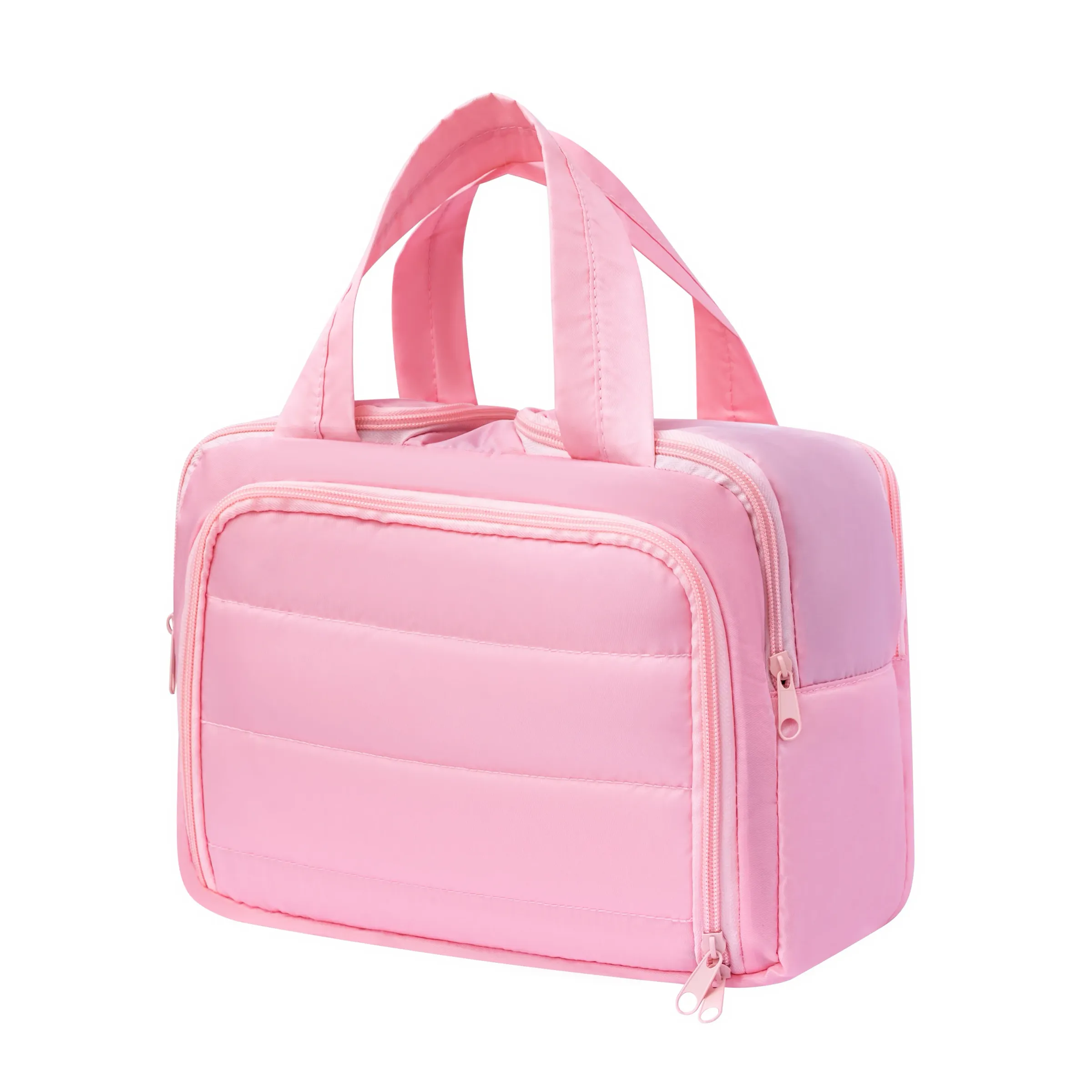 Trousse de maquillage de voyage grande capacité avec poignée, organisateur multi-compartiments pour cosmétiques 8
