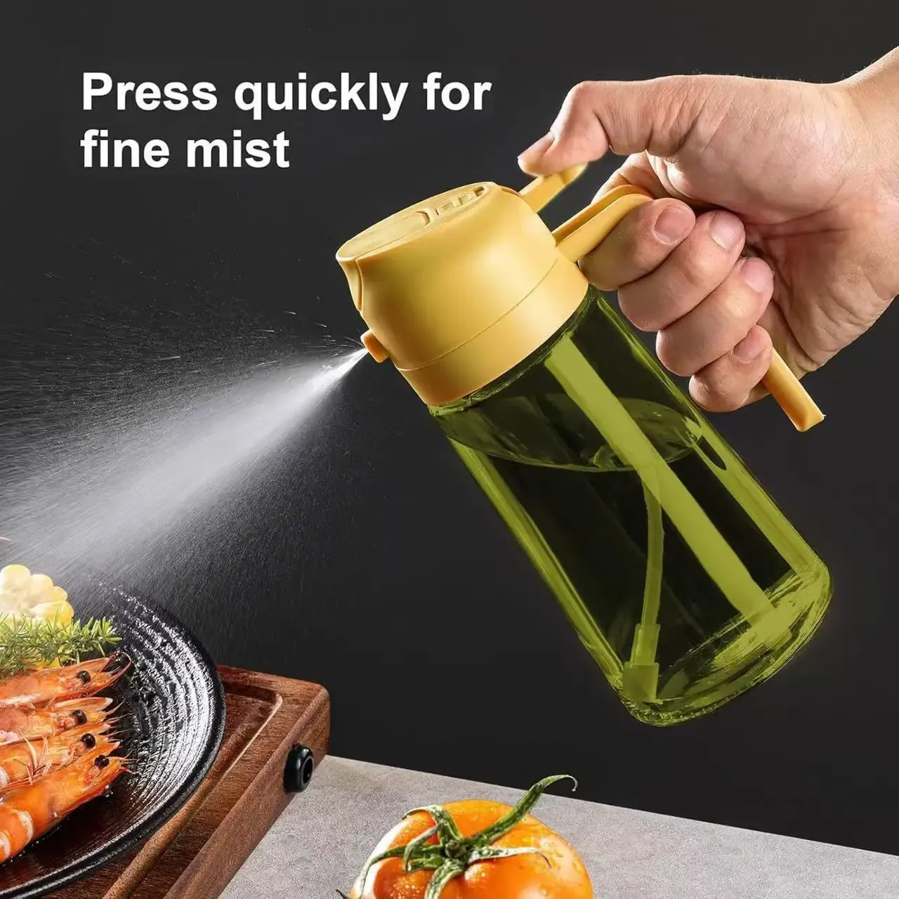 Distributeur et pulvérisateur d'huile en verre 2 en 1 anti-fuite, 470 ml (16 oz) – Bouteille pulvérisatrice d'huile d'olive 3