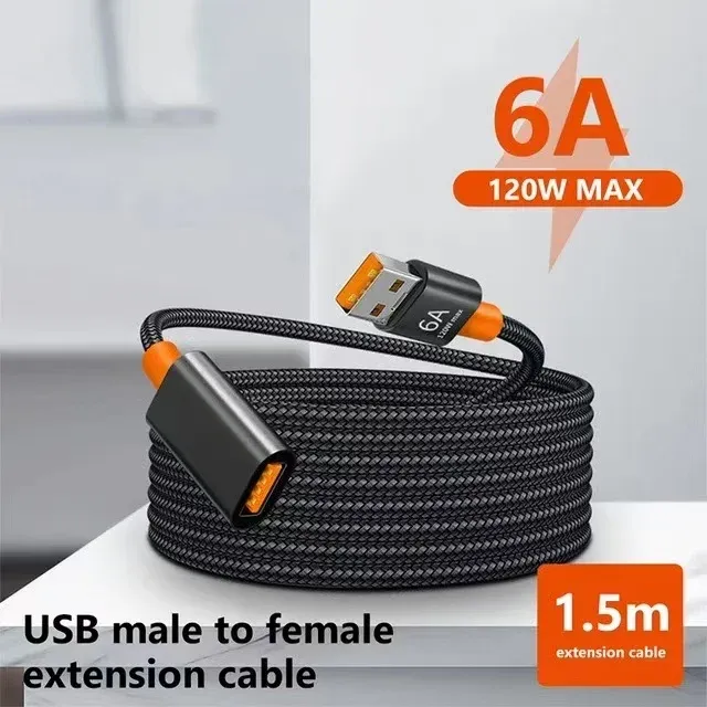 Câble d'extension USB 3.0/2.0 6A pour ordinateur portable, téléviseur connecté, Xbox One et SSD, câble d'extension rapide et compact 1