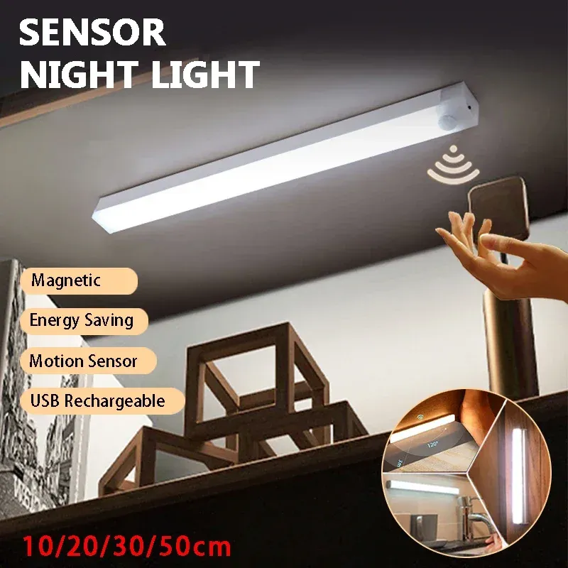 Veilleuse LED portable avec détecteur de mouvement et fixation magnétique, idéale sous armoire