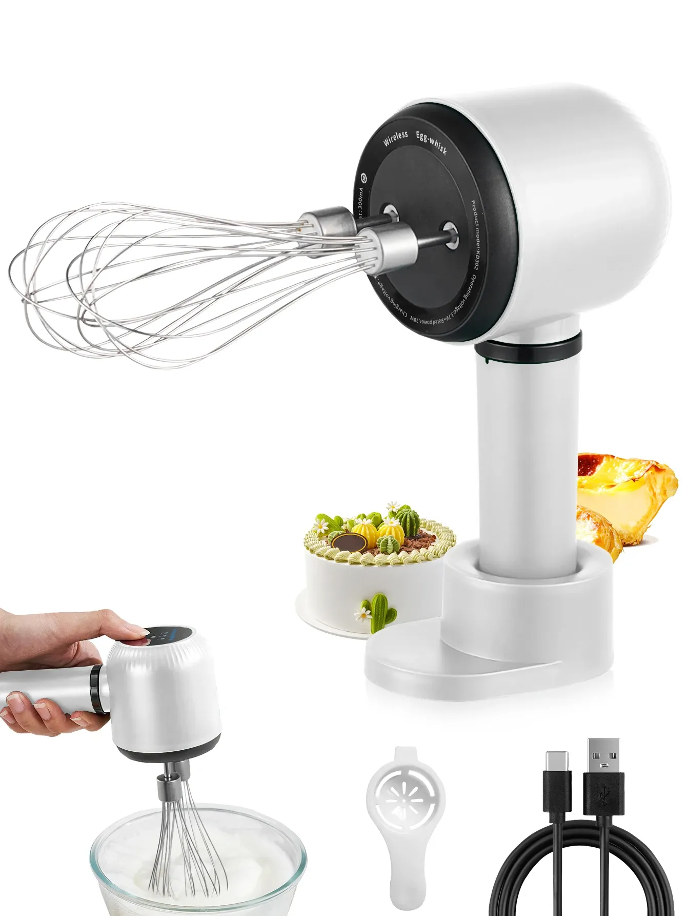 Mélangeur à main électrique rechargeable, vue d'ensemble