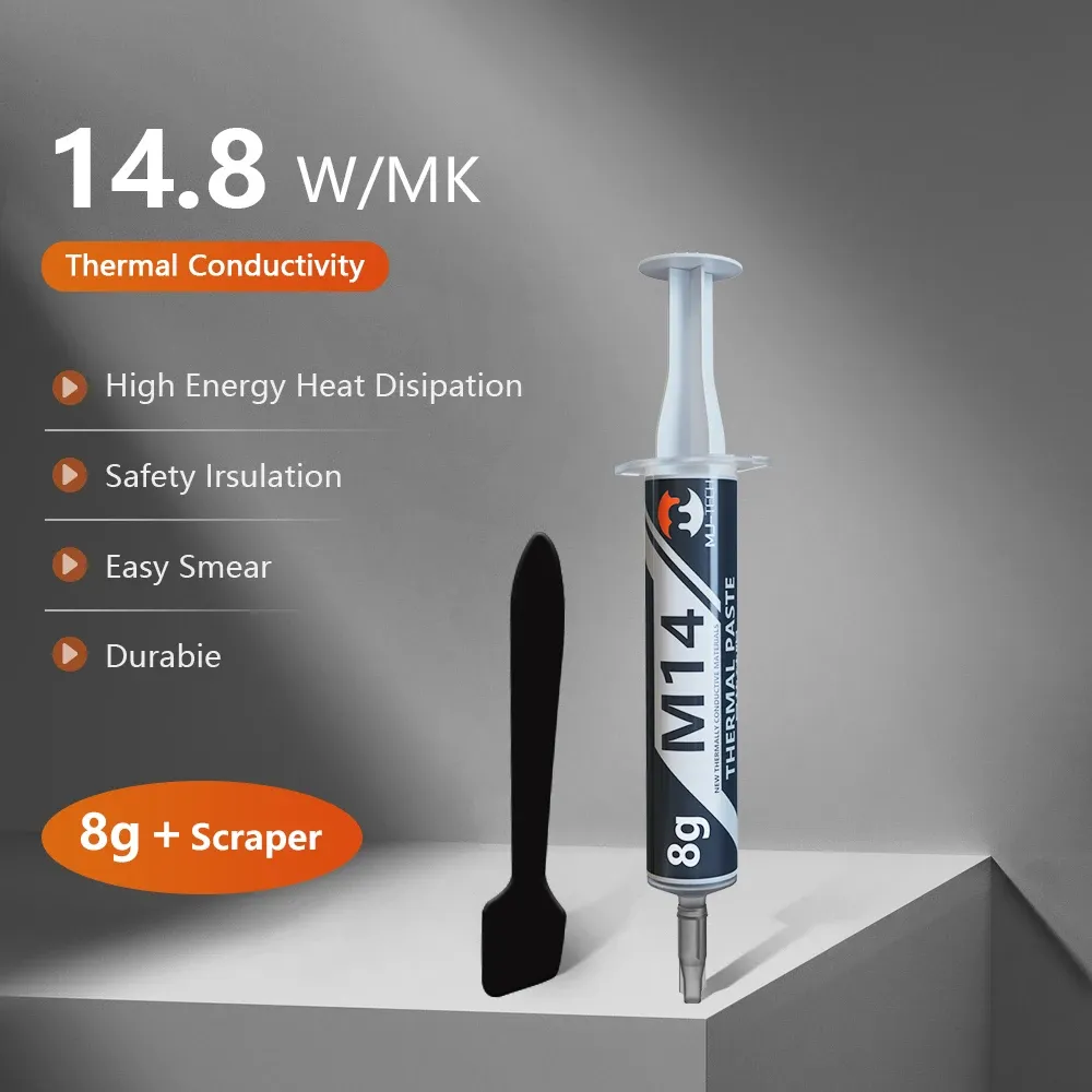 Pâte thermique MJ-TECH 12,4W 14,8W, graisse thermique conductrice haute performance pour refroidisseur CPU, GPU, PS5, ordinateur portable et PC gaming 14