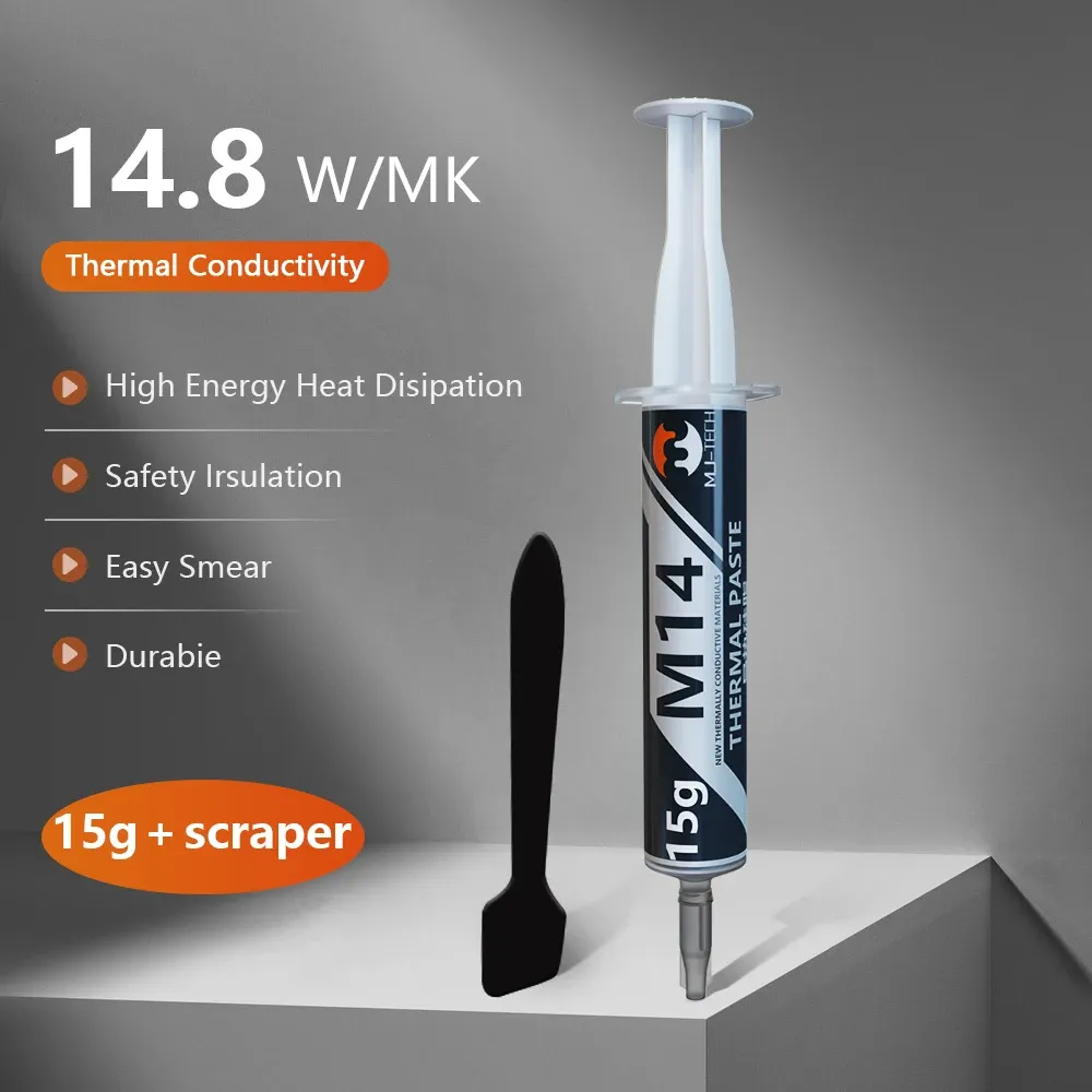 Pâte thermique MJ-TECH 12,4W 14,8W, graisse thermique conductrice haute performance pour refroidisseur CPU, GPU, PS5, ordinateur portable et PC gaming 15