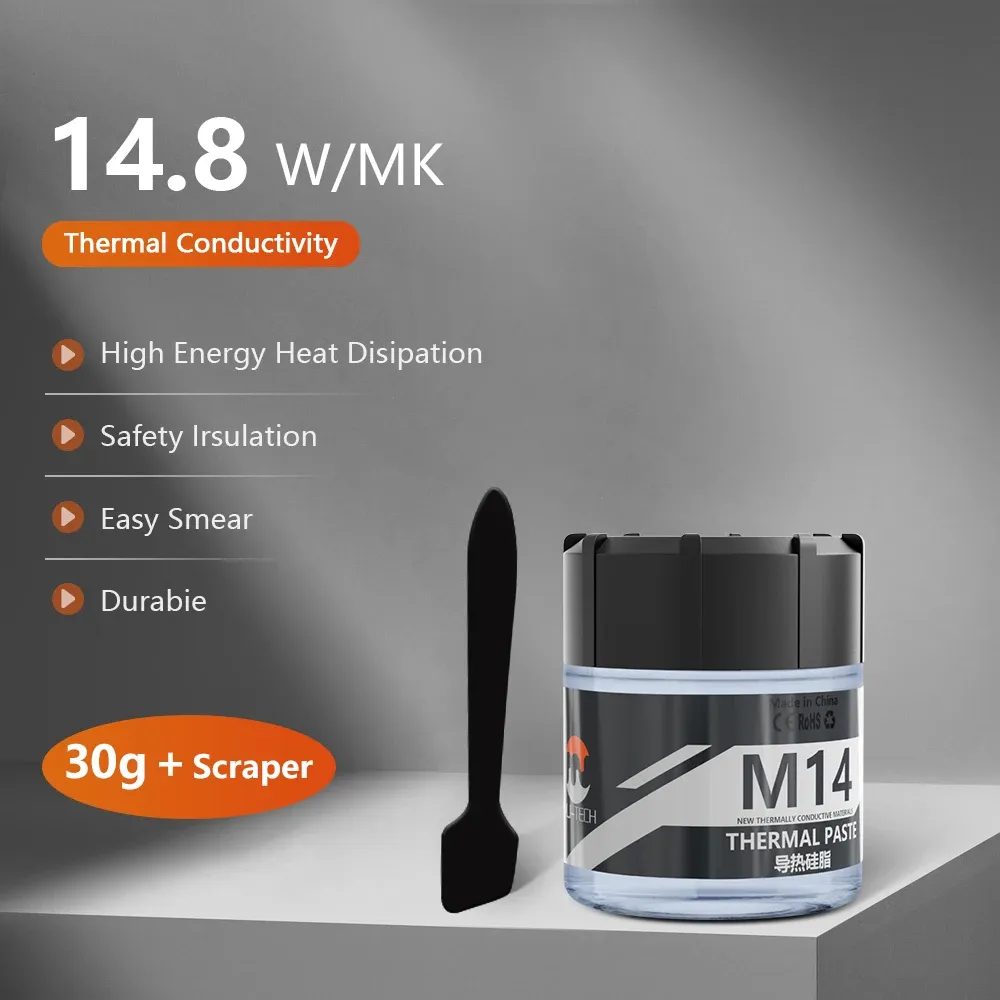 Pâte thermique MJ-TECH 12,4W 14,8W, graisse thermique conductrice haute performance pour refroidisseur CPU, GPU, PS5, ordinateur portable et PC gaming 16