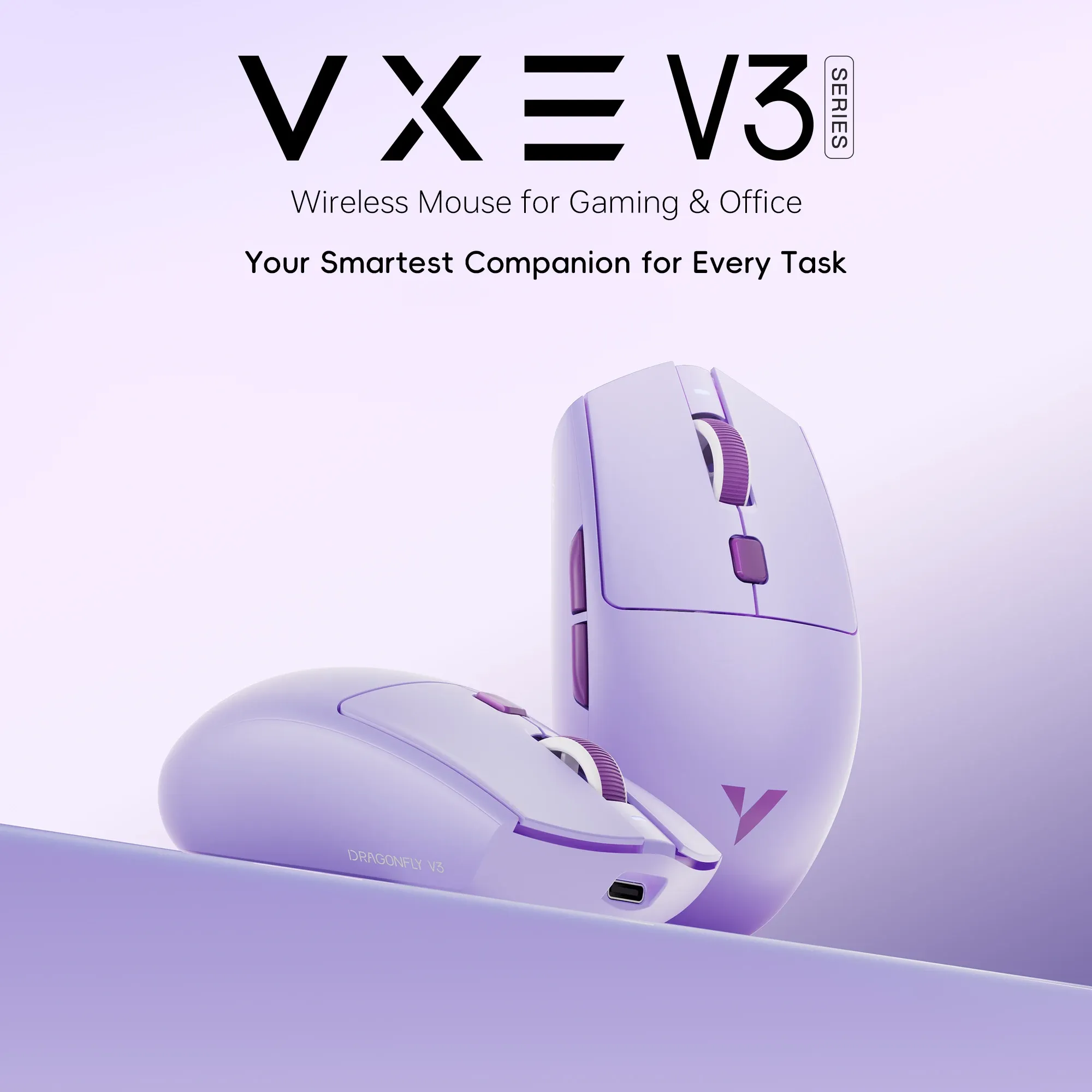 Souris de jeu sans fil ATK VXE Dragonfly V3 PRO PAW3395SE, Bluetooth et 2.4G, rechargeable, légère et ergonomique