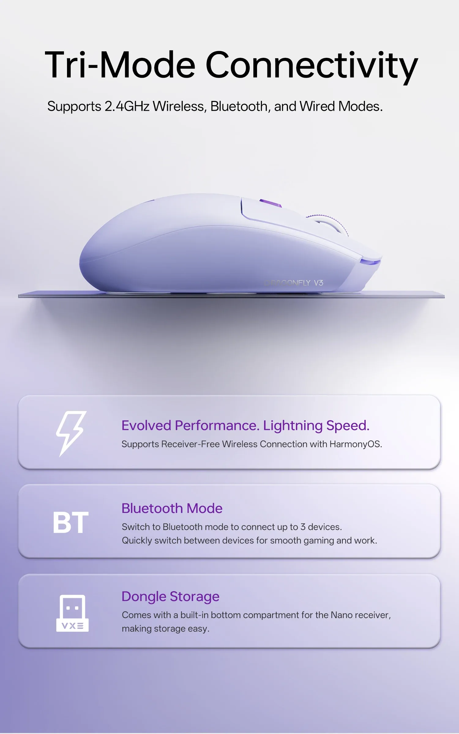 Souris de jeu ATK V3, vue de profil