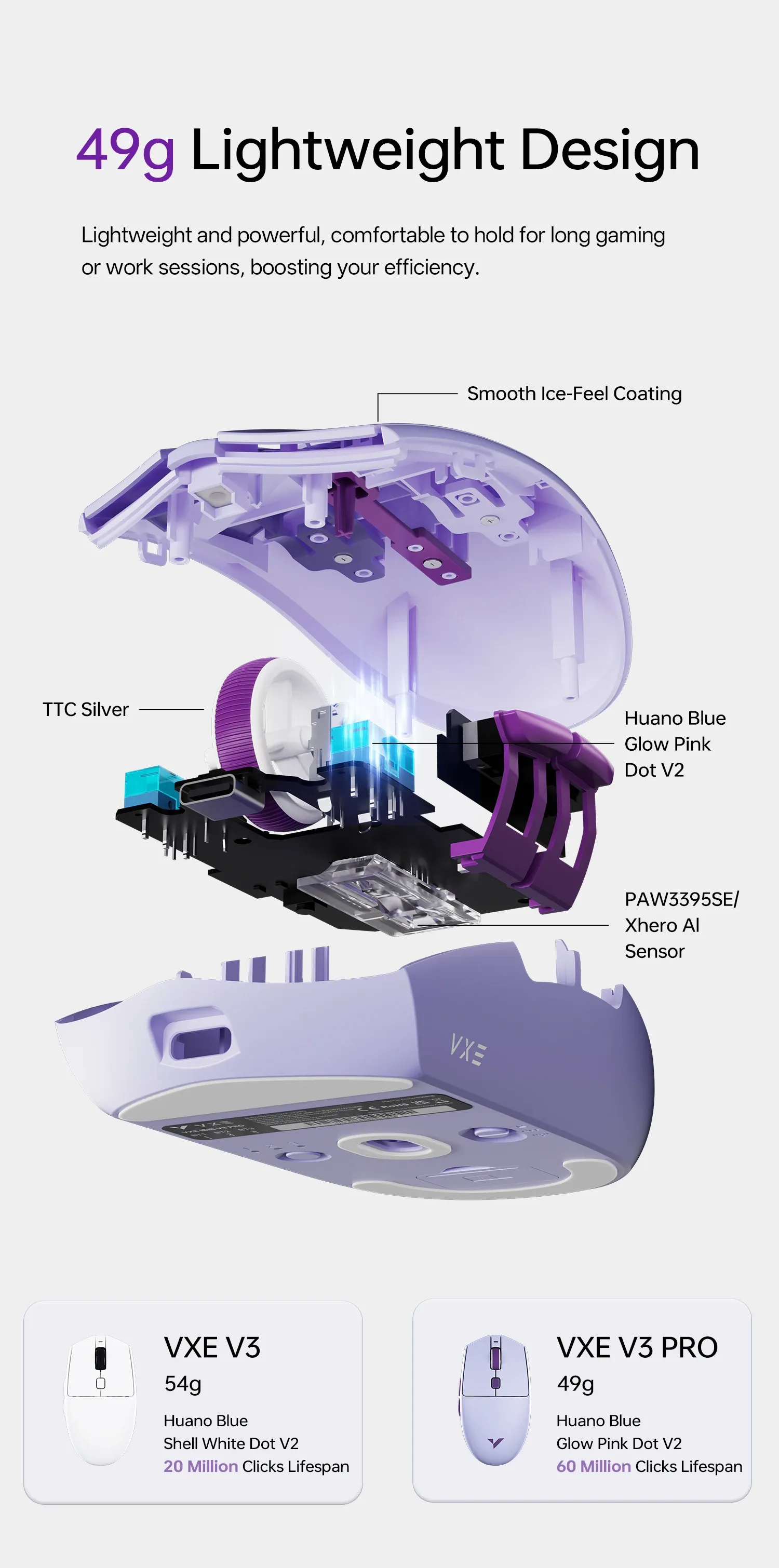 Souris de jeu ATK V3, finition premium