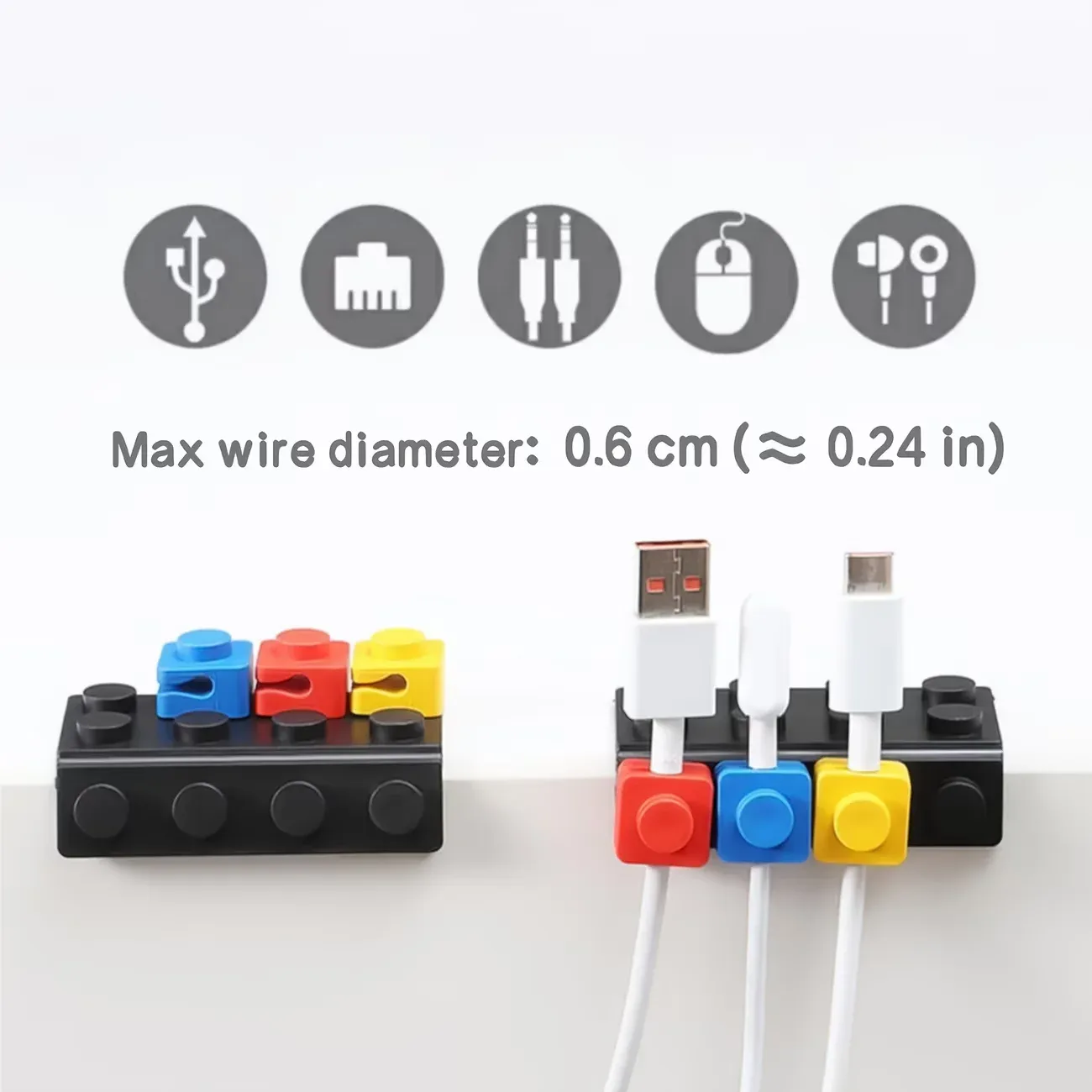Lot de 2 organisateurs de câbles modulaires pour bureau et domicile 4