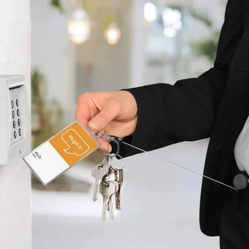 Porte-clés en fil métallique, porte-clés de sport rétractable, porte-badge anti-perte, range-clés télescopique anti-cambriolage 2